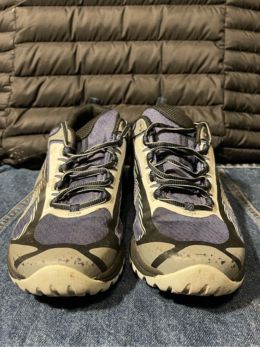 Merrell Vibram Sole Trail Running Hiking Shoes Lace Up Blue Gray Women Size 8